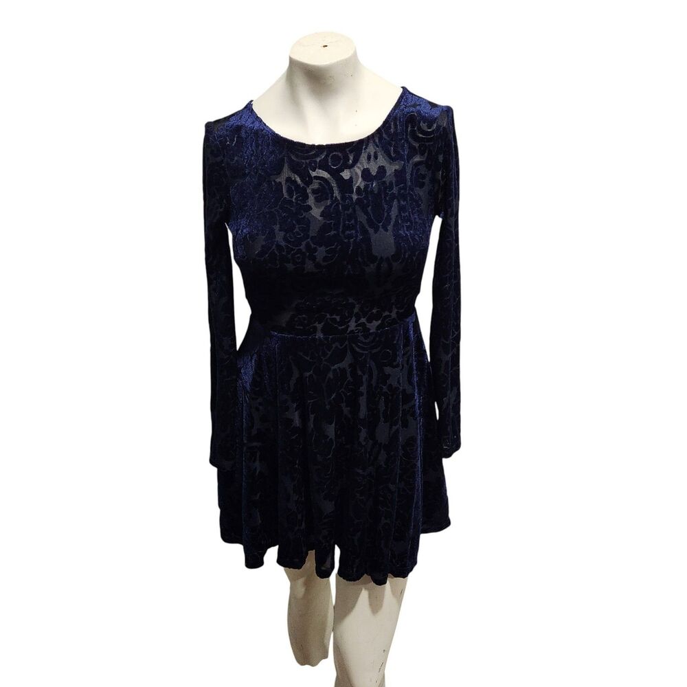 City Triangles Velvet Burnout Skater Dress Juniors SZ 0 Whimsygoth Fairy Witchy
